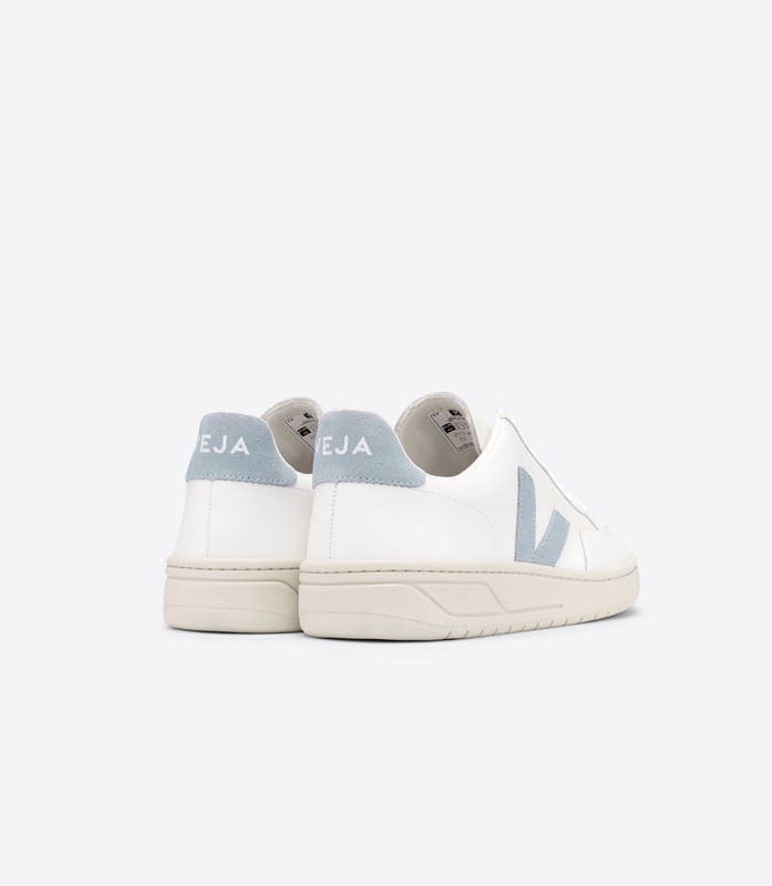 White Veja Leather Steel Men's V-12 | ZVCDX-7361