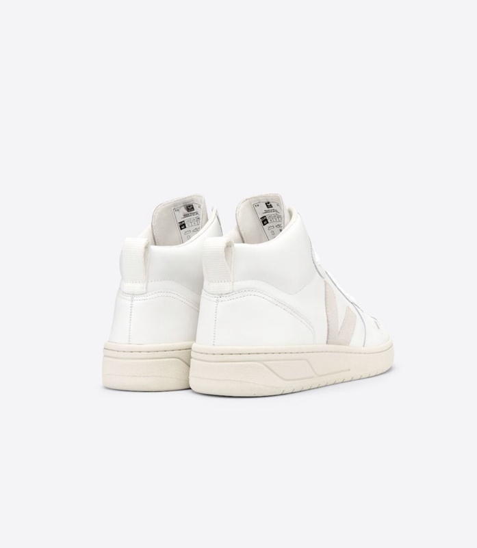 White Veja Leather Women's V-15 | QEXAC-2583