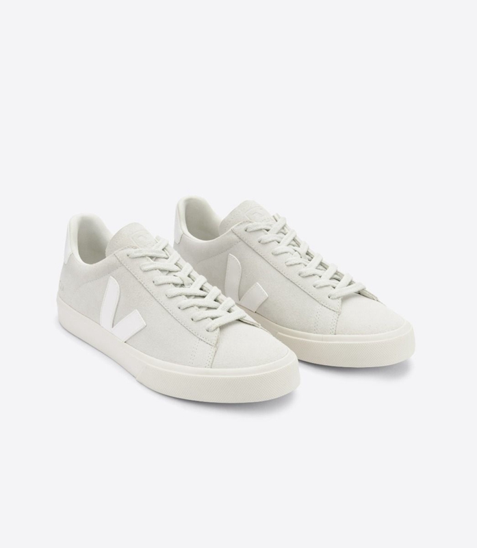 White Veja Suede Natural Men's Campo | WERQM-5306