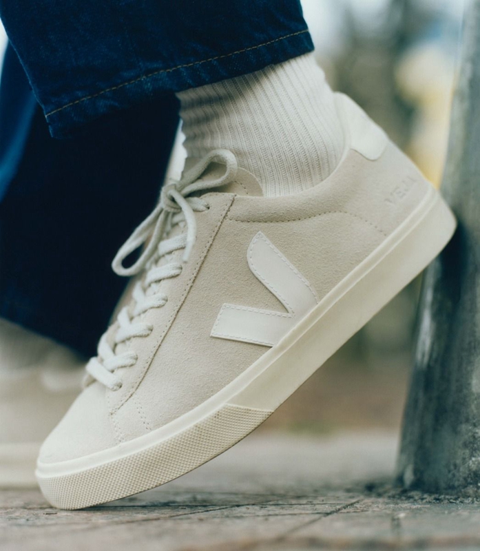 White Veja Suede Natural Men's Campo | WERQM-5306