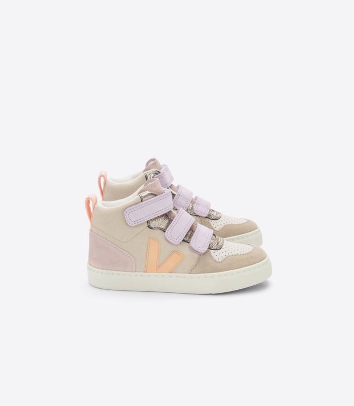 Multicolor Veja Suede Multico Almond Peach Kids' V-10 | CTSVL-1238