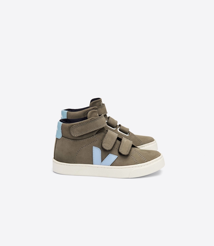 Olive Veja Nubuck Moonrock Steel Kids' Esplar | LRZGH-7940