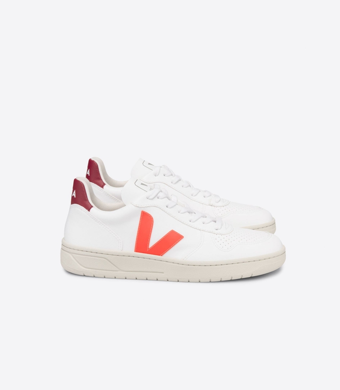 White Veja Cwl Fluo Marsala Women's V-10 | MRUNS-1756