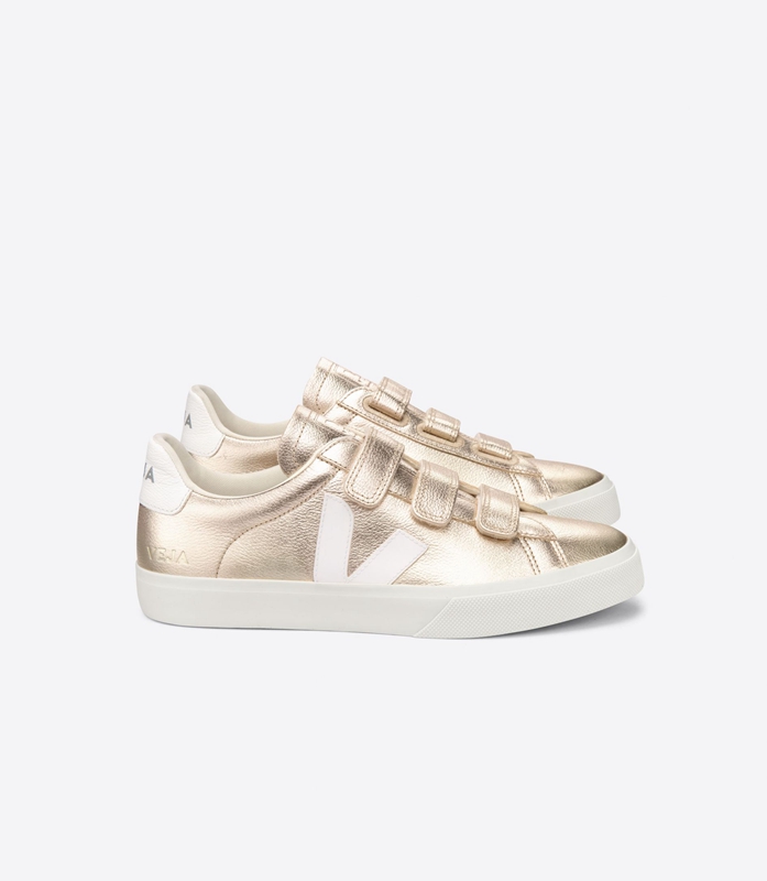 White Veja Leather Platine Women's Recife | REVWP-4239